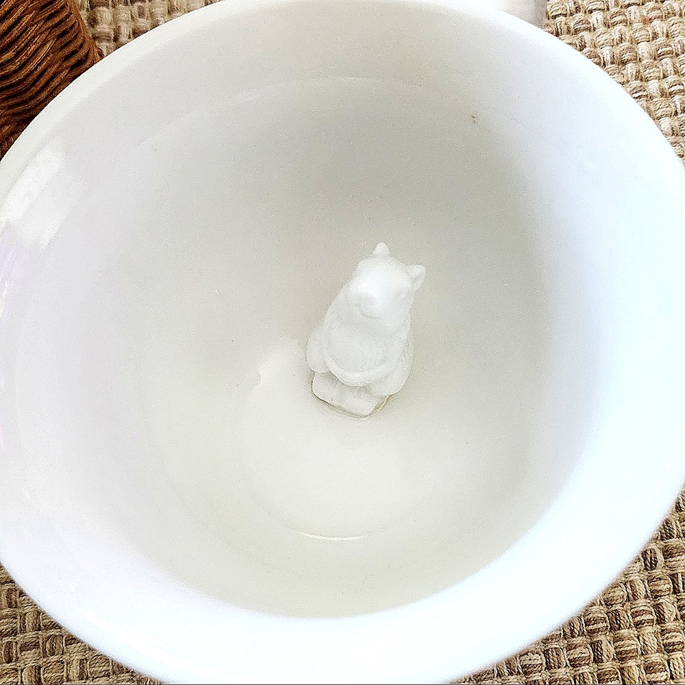 Teacup Mug with Squirrel Tail Handle by Ange-line Tetrault "Hidden Animals"